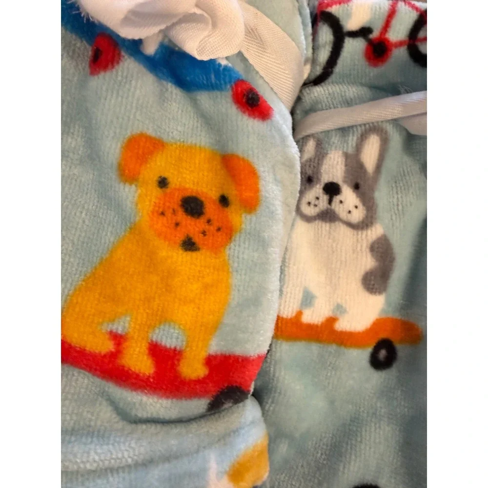 Deborah Connolly Designs Tip Towel Set 2 Pack Dogs on Skateboards Blue Plush NWT